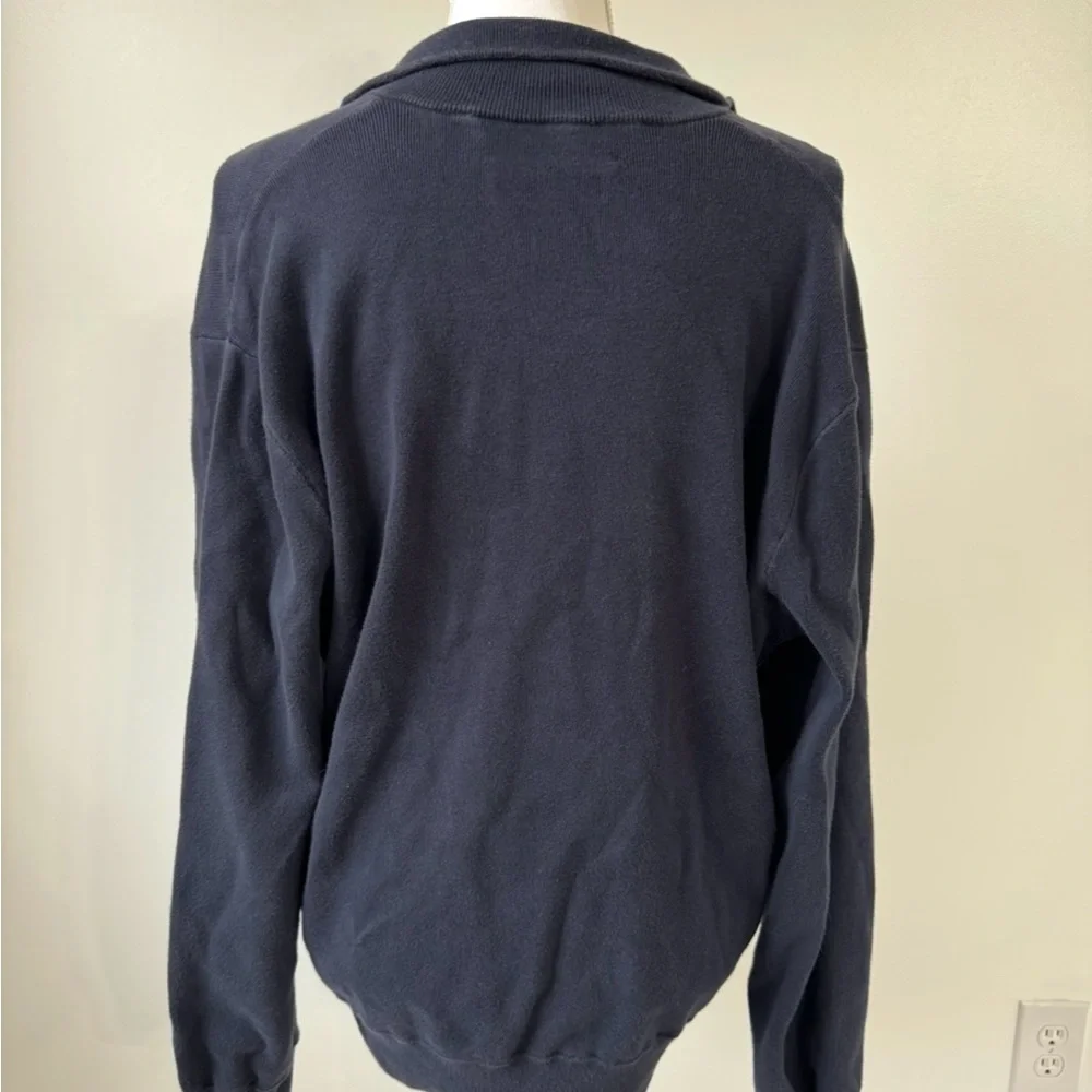 Polo Ralph Lauren Men’s XL Navy Cotton Blend Quarter Zip Sweater White‎ Pony